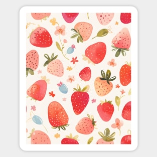 Cute Pink Red Strawberry Pattern Sticker